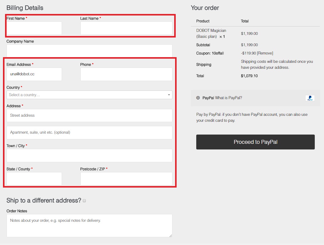 Billing details